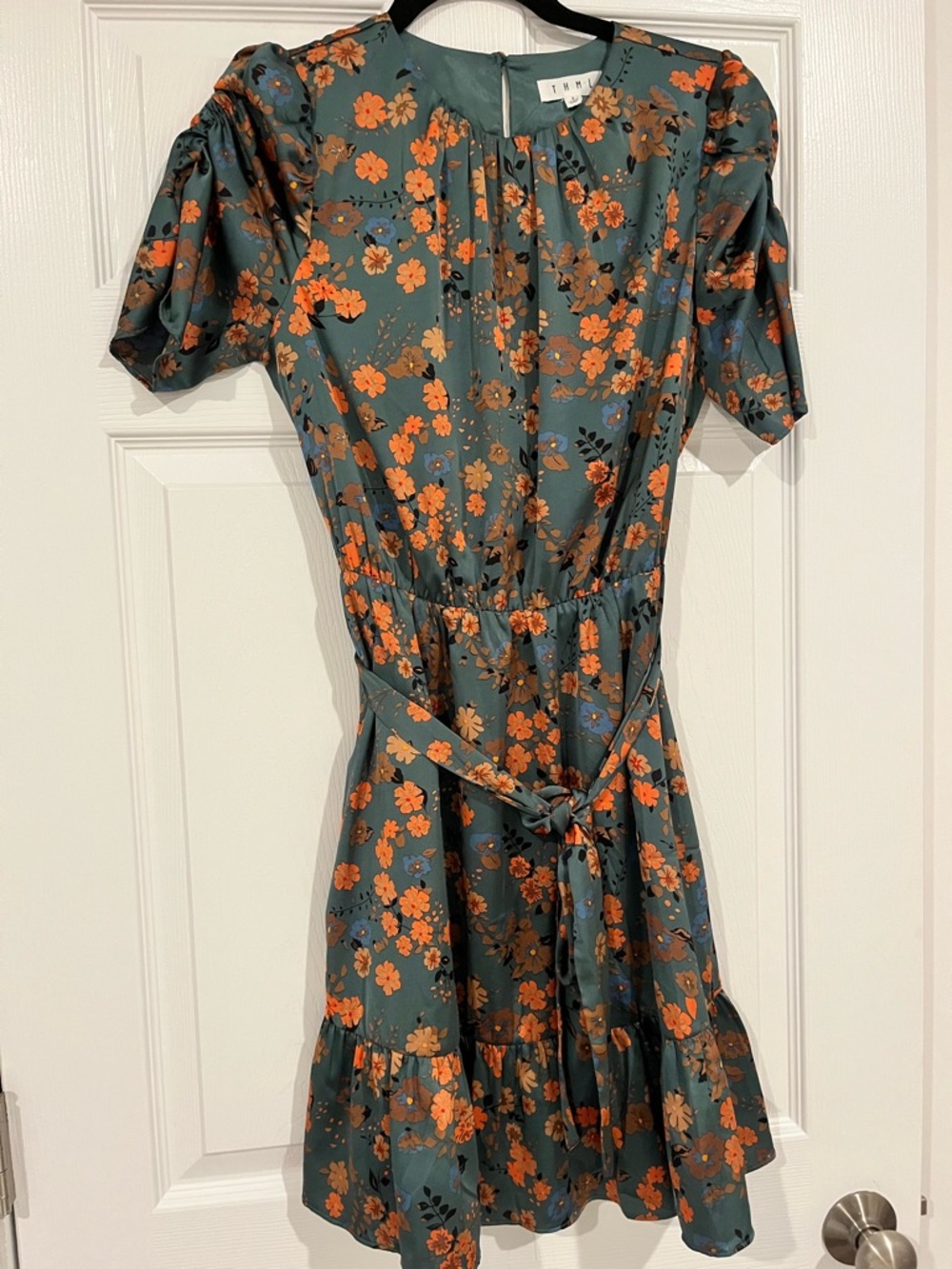 THML Teal Dress with Orange Floral Print